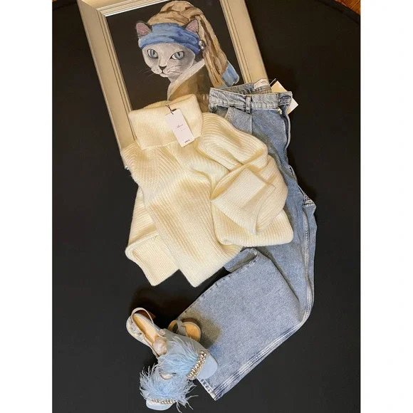 MANGO Women's Turtleneck Knitted Sweater Size L - Picture 4 of 9